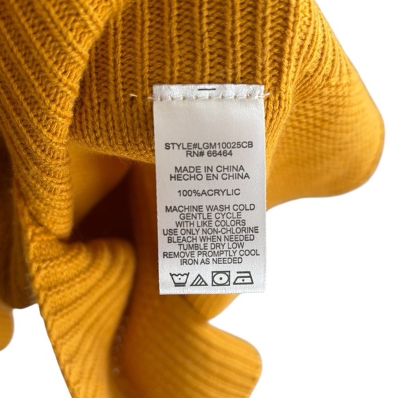 Laurel Grey Mustard Yellow Knit Cowl Neck Poncho Sweater Cozy Fall Layering OS - Picture 6 of 16